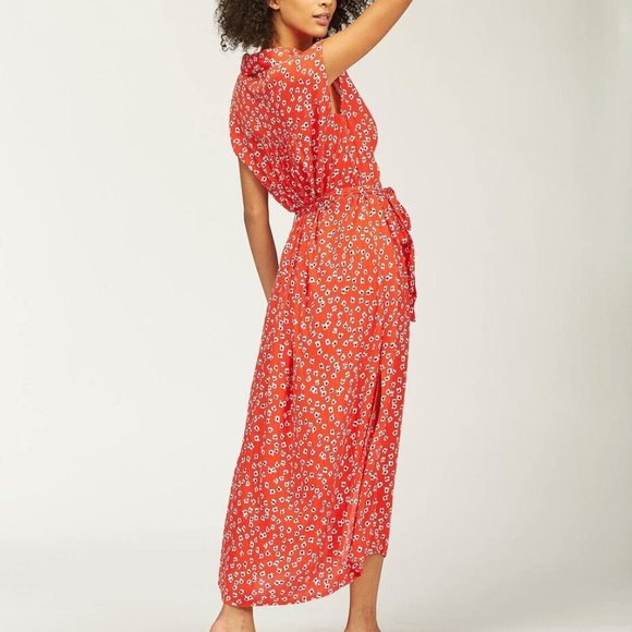 Billabong Women's Red Button Up Little Flirt Maxi Dress Sleeveless Floral Small - Picture 2 of 12